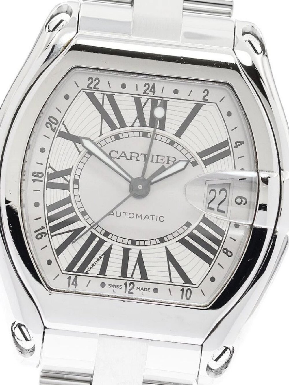 CARTIER Roadster XL W62032X6 GMT Silver Dial Automatic Men's Watch_906387